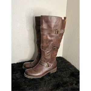 Pikolinos Women’s Tall Riding Boots Size 8.5 / 39 1.5” Heel 17” Tall 2 Buckle